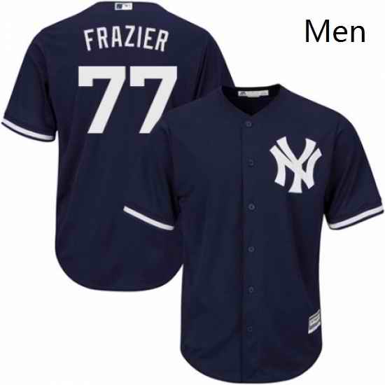 Mens Majestic New York Yankees 77 Clint Frazier Replica Navy Blue Alternate MLB Jersey
